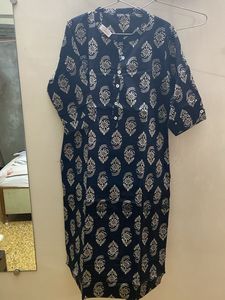 Black cotton Kurta printed
