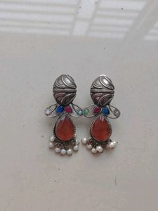 Ethnic Orange Stone Replica Earrings