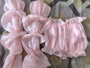 Cute Pink Ruffled Sheer Top