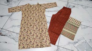 Floral Print Kurta Set with Pants & Dupatta 3XL