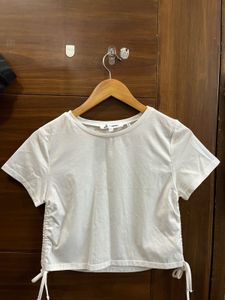 White Ruched Side T-Shirt