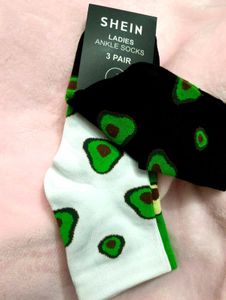 Cute Avocado Print Socks - Pack of 3