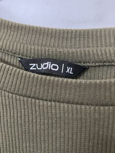 Ribbed Olive Green Cropped T-Shirt