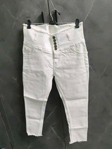 High Waisted White Jeans