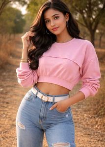 Cute Pink Cropped Sweatshirt