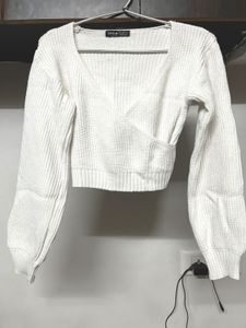 White Knit Crop Sweater🤩❤️
