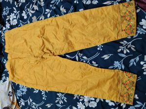 Orange embroidered  pants