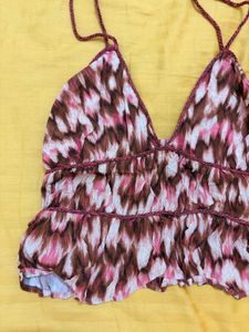 Boho Print Ruffle Camisole Top