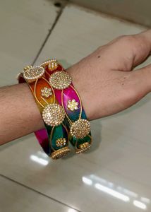 Designer Stone Work Bangles Set | Multicolor