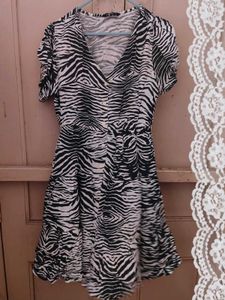 Zebra Print Short Sleeve baddie Dress