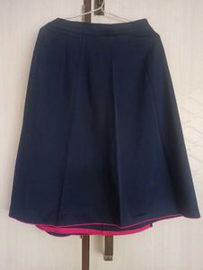 🪻Navy Blue A-Line Skirt with Pink Trim