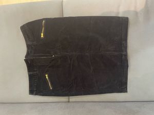 Black Velvet Skirt with Gold Zippers
