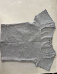 Grey Ribbed Square Neck Top