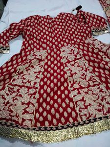 Red Floral Kurta with Trouser