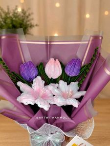 Handmade Lavender Themed PipeCleaner Flower Bouque