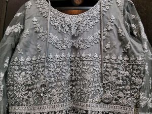 Embroidered Grey Kurta Set