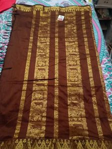 Elegant Brown And Golden Saree