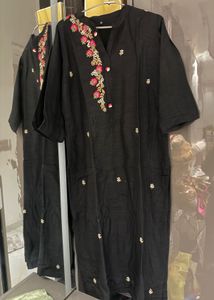 Black Kurta & dupatta with Floral Embroidery