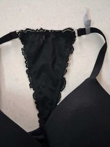 34D Lace Trimmed Black Bra