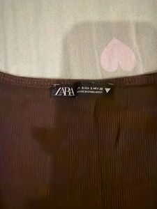 Brown Ruched Drawstring Cropped Top