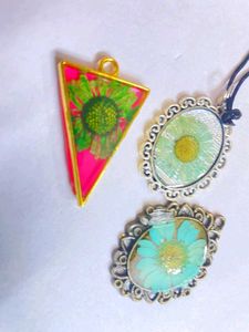 Handmade Floral Resin Pendants