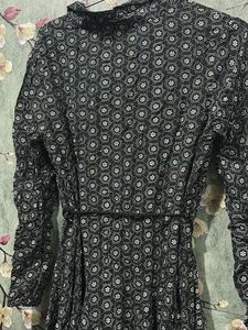Chic Printed Button-Down Dress with Belt
