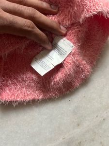 Y2k bebe pink fur fitted top