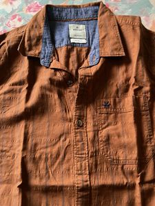 WROGN Men's Orange Striped Casual Shirt