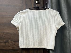 Ribbed Crop Top with Butterfly Detail