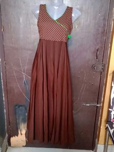 Brown Polka Dot Maxi Dress