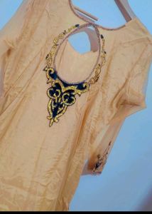 Tan Party Wear Kurta With Dupatta For 36 Bust