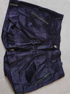 Stylish Studded Dark Blue Shorts