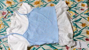 Cute Blue Gingham Layered Top