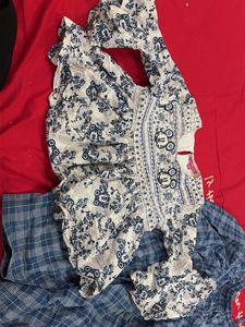 Blue White Printed Kurta Set