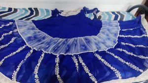 Blue Coloured Kalidar Flared Long Gown