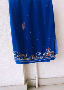Royal Blue Embellished Saree