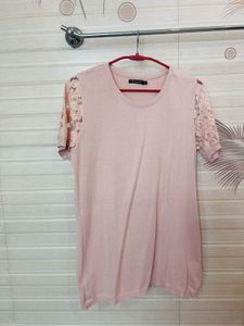 Chic Pink Lace Sleeve Top