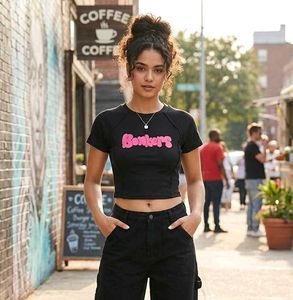 Black "Bonkers" Graphic Crop T-Shirt