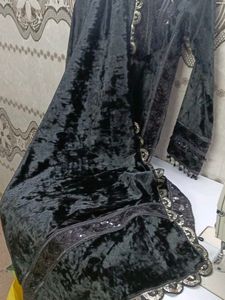 Elegant Black Velvet Salwar Kameez