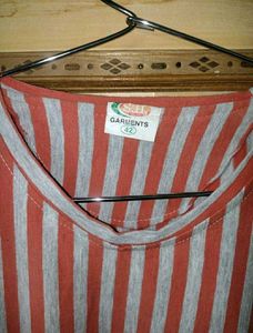 Orange &amp; Smoke Grey Striped Crew Neck T-Shirt