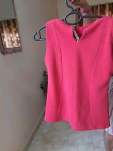 Sparkly Pink Peplum Top