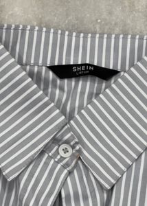 Striped Cropped Button-Up Shirt