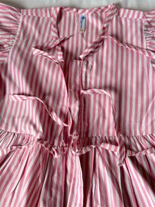 Pink Striped Peplum Tie-Up Top
