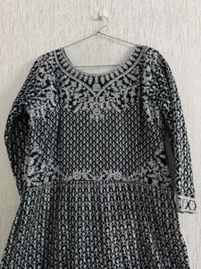 Elegant Black &amp; White Embroidered Gown