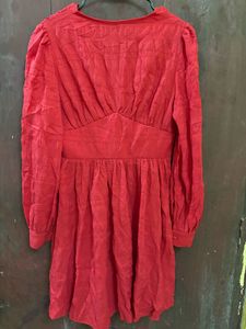 Vibrant Red Textured Mini Dress
