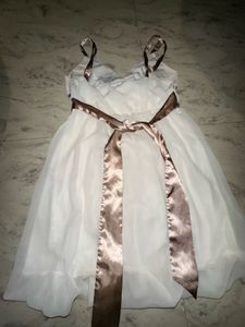 White Party Dress with Bow Detail