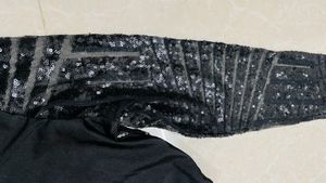 Elegant Black Sequin Full-Sleeve Blouse