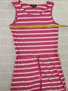 Harpa Pink &amp; White Striped Maxi Dress