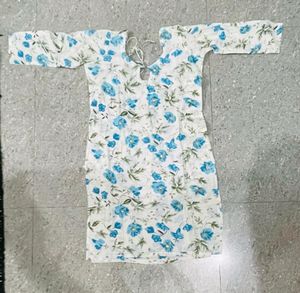 Beautiful White And Blue Kurta Churidaar Suit Set