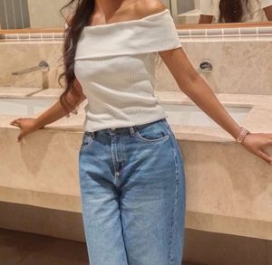 Off-Shoulder Ribbed Knit Top